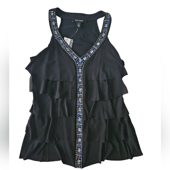White House Black Market Tops - NWT WHITE HOUSE BLACK MARKET Black Jeweled  Tiered Halter Top | SZ S